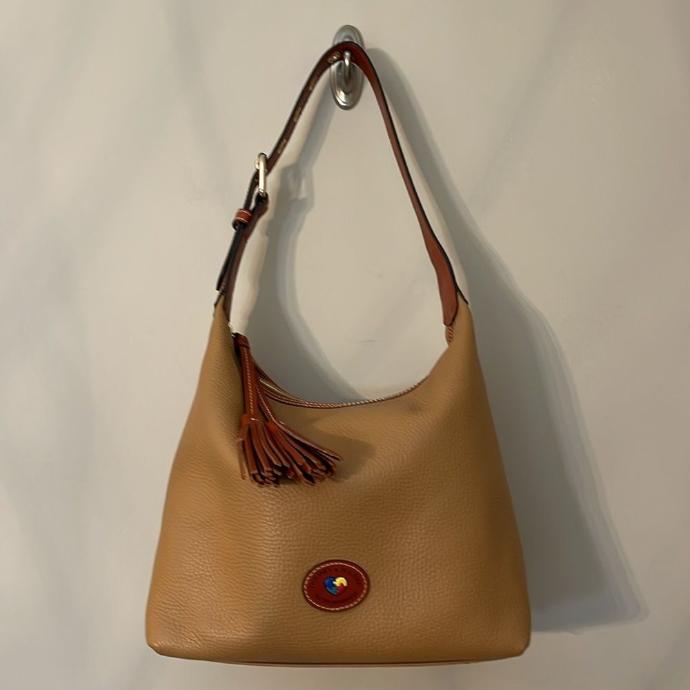 Dooney & Bourke Autism Awareness Pebble Leather Hobo Carmel
